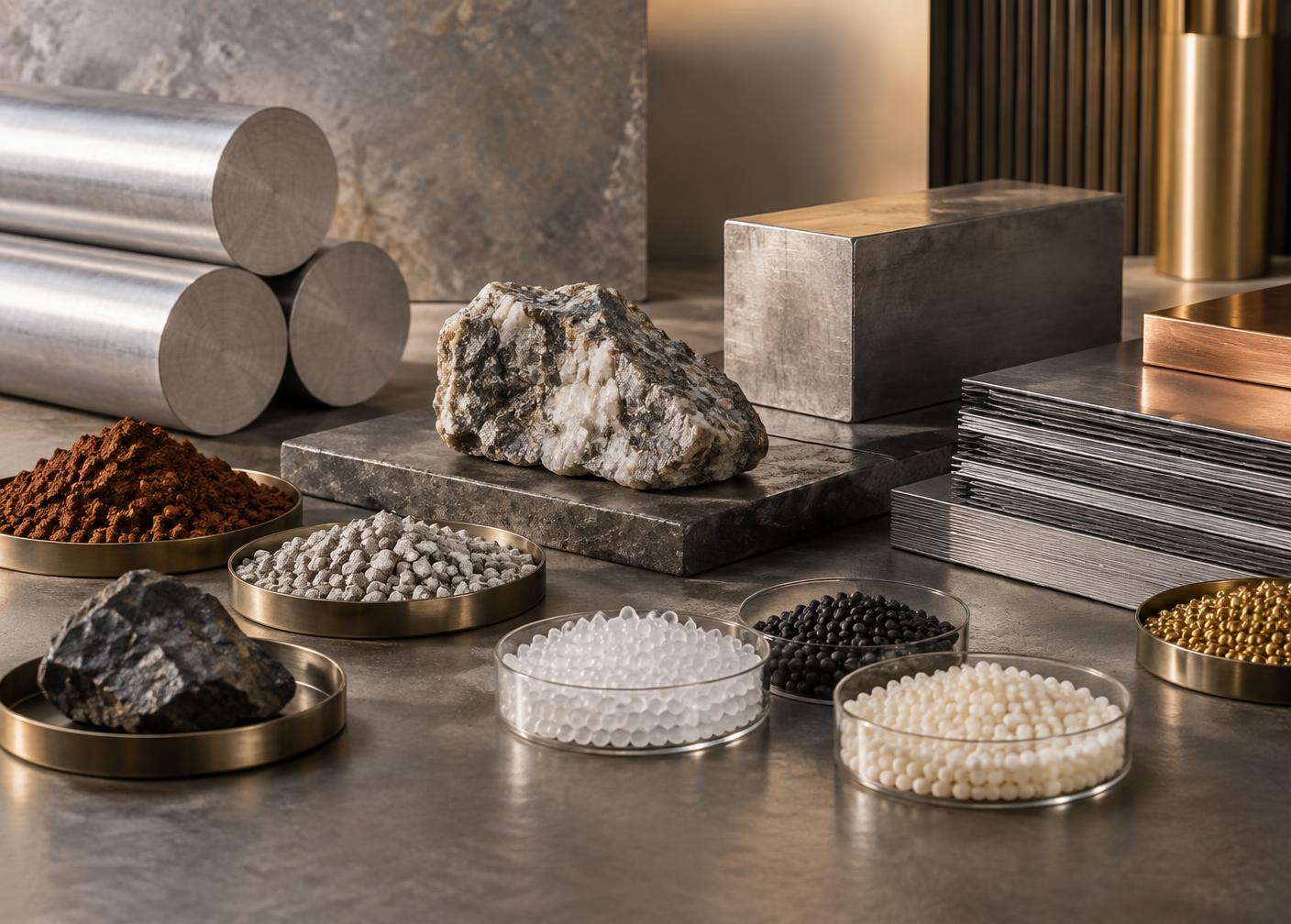 Metals, minerals, polymers, and manufacturing inputs